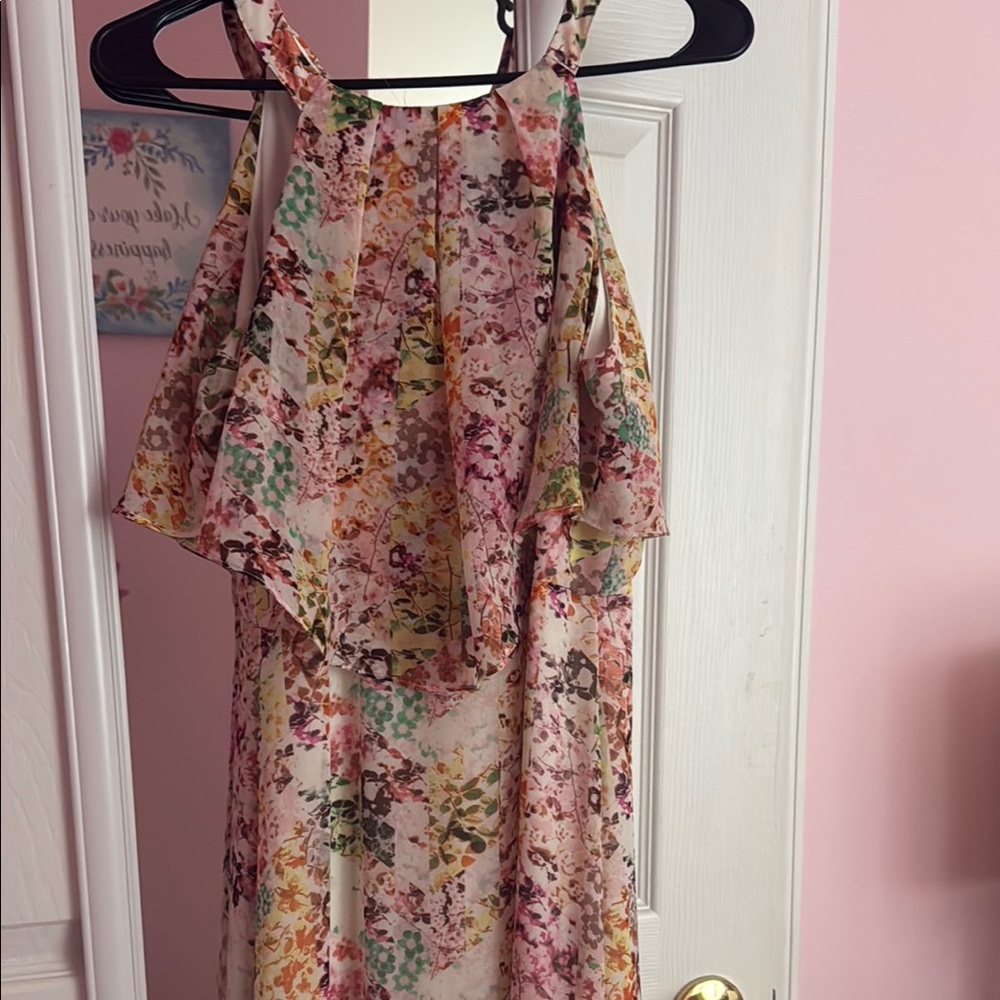 Jessica Simpson Pink and Green Halter Maxi 👗